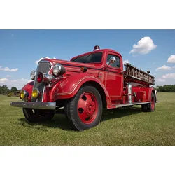 Fototapete PAPERMOON "Vintage Feuerwehrauto", bunt, B:4,5m L:2,8m, Vlies, Tapeten