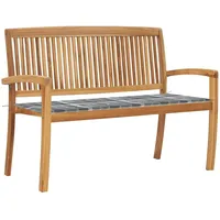 VidaXL Stapelbare Gartenbank mit Auflage 128,5 cm Massivholz Teak