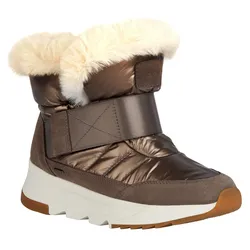 Winterboots GEOX "D FALENA B ABX", Damen, Gr. 37, braun (braun metallic), Nylon, Veloursleder, metallic, casual, Schuhe Snowboots Winterboots, Schnee, Winter, Keilabsatz, Schlupfschuh mit TEX-Ausstattung