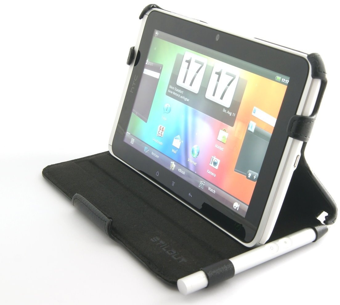 StilGut UltraSlim Case Kompatibel mit HTC Flyer Tablet, flaches Etui mit Stand- und Präsentationsfunktion für HTC Flyer Tablet (7 Zoll), Schwarz