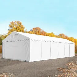 TOOLPORT  6x12 m Lagerzelt, PVC-Plane, weiß, mit Bodenrahmen, mit Statik (Erduntergrund) - (57512)