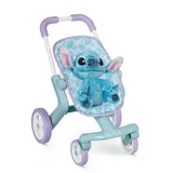 Smoby Stitch Puppenwagen inkl. 25 cm Stitch Plüschfigur – Ergonomischer Schiebegriff, frei drehende Vorderräder – Lauflernwagen für Kinder ab 18 Monaten