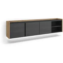 SKRAUT HOME Lowboard 207x50 cm Schwarz Eiche Holzwerkstoff