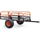 Wiltec Kippanhänger bis 680 kg für Rasentraktor, Anhänger Kipper 216 x 122 x 76,2 cm mit Gitter u. abnehmbaren Seitenwänden, Anhänger mit Kippfunktion