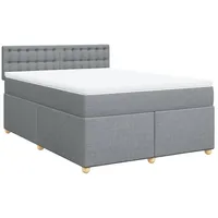 VidaXL Boxspringbett, mit Matratze Hellgrau 160x200 cm Stoff