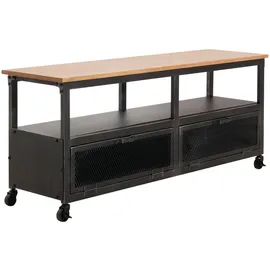 Mendler HWC-N28 Lowboard 55x130x36cm Schwarz/Natur Holz