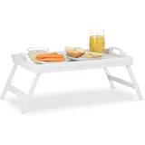 Relaxdays 2 x klappbares Betttablett weiß Weiß