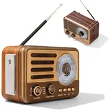 VEGOATY Retro Radio AM/FM/SW, Vintage Kofferradio mit 1200mAh Akku, Nostalgie Radio mit USB/TF/AUX MP3-Wiedergabe, Wiederaufladbares Küchenradio für Zuhause Büro Outdoor