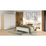 Xlmoebel Komplettschlafzimmer Luxuriöse Schlafzimmermöbel in Weiß mit großem Kleiderschrank, (4tlg.Schlafzimmer Set (Bett + 2x Nachttische +Kleiderschrank), Hergestellt in Europa weiß