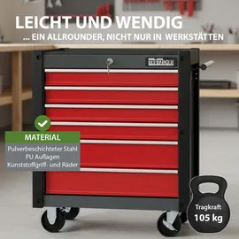 Trutzholm Werkstattwagen Stahl 78 x 64 cm rot abschließbar 6 Schubladen