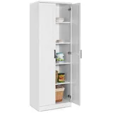 COSTWAY Küchenbuffet Küchenschrank hoch, mit Türen & Regalen, 59x43,5x178cm weiß