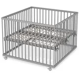 Sämann Babybett Laufgitter 100x100 cm mit Lattenrost grau Premium Kollektion Laufstall grau