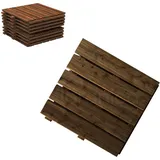 Floranica Holzterrassenplatten 1 Stück 50x50 cm Imprägniertes Lärchenholz Braun Boden für die Sauna Terrasse oder dem Balkon Holzfliese im Garten Gefräste Oberfläche Balkonfliesen