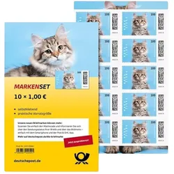 10 Stück Deutsche Post 1,00€ Briefmarken "Haustiere Katze" Selbstklebend