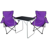 Mojawo 3-tlg Camping Set Gartenmöbel Campingtisch + 2xCampingstuhl Klappstuhl - Lila