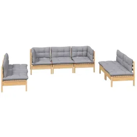 vidaXL Garten-Lounge-Set 7-tlg. grau Kiefer