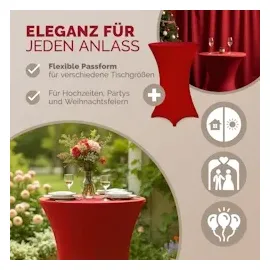 DEUBA Deuba® Tischhusse dehnbar, bordeaux, für Stehtische, Ø Ø60 cm
