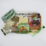 Smokerhontas Purize Stigga Zoo Rolling Tray Set - Mischeschale Stoner Kit/Kiffer Box mit Clipper, Longpapers, Filter Tips und Joint Tube - perfektes Kiffergeschenk!