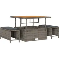 VidaXL Garten Essgruppe Grau Poly Rattan - Grau