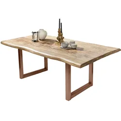 SIT Möbel Esstisch mit Baumkante | 220 cm | Platte Mango natur | Gestell Metall antikbraun | B 220 x T 100 x H 76 cm | 15493-00 | Serie TABLES & CO