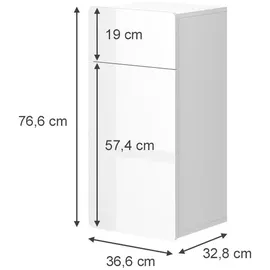 Vicco Midischrank Izan Weiß Hochglanz 37 x 76.6 cm mit Schublade und Tür