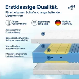 AM Qualitätsmatratzen Premium Plus 7-Zonen Kaltschaummatratze 90 x 200 cm H2