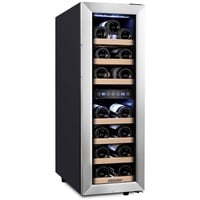 kalamera Weinkühlschrank KRC-75BSS, für 19 Standardflaschen á 0,75l,2 zonen,Kühltemperatur: 5-10 °C /10-18 °C,Edelstahl Glastür schwarz
