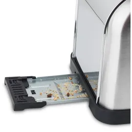 h.koenig TOAS28 Toaster/Langschlitztoaster mit extra breitem Schlitz / 7 Wärmestufen / 3 Funktionen - Grau/Schwarz