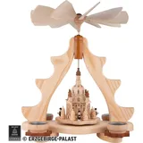 Zeidler Holzkunst Pyramide mit Dresdner Frauenkirche, Holz, Natur, 32 x 20 x 35 cm