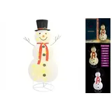 vidaXL LED-Schneemann Weihnachtsfigur Luxus-Stoff 180 cm