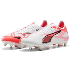Fußballschuh PUMA "ULTRA 5 MATCH MxSG Fußballschuhe Erwachsene", Gr. 40.5, weiß schwarz glowing rot, Obermaterial: Textil, Synthetik; Futter: Textil, Synthetik; Innensohle: Textil; Laufsohle: Synthetik, Schuhe
