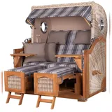 Mr. Deko bene,iving Strandkorb Komplettset Ammersee Grande XL Teak PE shell Modell 522 inkl. Liftersystem