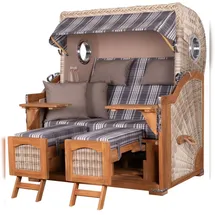 Mr. Deko bene,iving Strandkorb Komplettset Ammersee Grande XL Teak PE shell Modell 522 inkl. Liftersystem