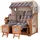 Mr. Deko bene,iving Strandkorb Komplettset Ammersee Grande XL Teak PE shell Modell 522 inkl. Liftersystem