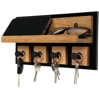Alakay Schlüsselbrett mit Ablage - Schlüsselhalter - Schlüssel aufbewahrung - Schlüsselboard - Schlüsselbrett modern - schlüsselablage Flur - schlüsselbrett schwarz