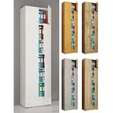 VCM Büroschrank mit 5 Fächern mit Aufsatz und Schublade moderner Aktenschrank mit Drehtüren Maße ca. H. 240 x B. 70 x T. 39 cm – Eiche, weiß