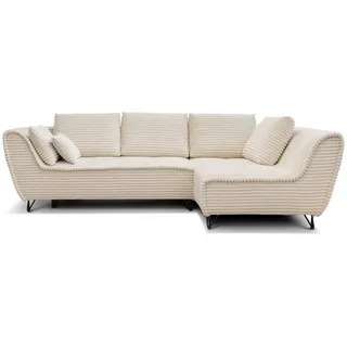 Möbel für Dich Ecksofa Cord Polsterecke Faleria mit Schlaffunktion und Bettkasten, Cordbezug