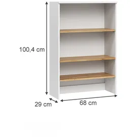 Vicco Badschrank, Weiß, Eiche Artisan, Holzwerkstoff, 3 Fächer, Rechteckig, 68x100.4x29 cm