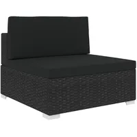 vidaXL Mittelsofa mit Auflagen 1 STK. Gartenmöbel Sofa Rattansofa Gartensofa Rattanmöbel Lounge Poly Rattan Schwarz Stahlrahmen 70x70x52,5cm