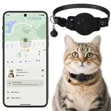 Katzenhalsband mit GPS für kleine Katze und Hund Android, Mini GPS Tracker Katze Ohne ABO, Keine monatlichen Gebühren, SIM-Karte, katzentracker kompatibel GOO- gle Find hub (Halsband Tracker Schwarz)