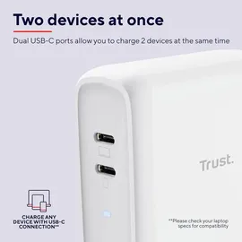 Trust Maxo 65W Dual USB-C-Ladegerät, Weiß