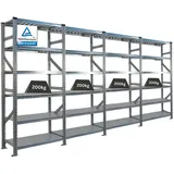 Proregal Fachbodenregal Metall 360x210x50 cm Silber