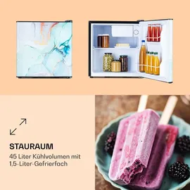 Klarstein CoolArt Kühl-Gefrier-Kombination - Kühlschrank mit 2 Kühl-Ebenen, Design-Front, Thermostat mit 5 Stufen, 0 bis 10 °C, Fassungsvermög... - Bunt