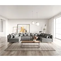 DeLife Wohnlandschaft Clovis XL Grau Flachgewebe Modulsofa