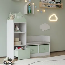 [en.casa] Sitzbank Vipsali Mintgrün/Weiß 100 x 99 x 30 cm