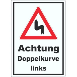 Aufkleber Achtung Doppelkurve links A9 (37x52mm)