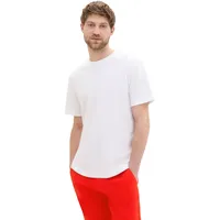 Tom Tailor Herren T-Shirt mit Rundhalsausschnitt, Weiss, M