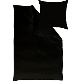 Curt Bauer Uni Mako-Satin schwarz 155 x 220 cm + 80 x 80 cm