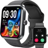 Smartwatch Damen Herren, Bluetooth-Anruf, Fitness Smartwatch (1.78 Zoll, Andriod iOS), mit Herzfrequenz Blutsauerstoff Schlafüberwachung Wasserdicht - Schwarz