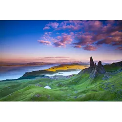 Fototapete PAPERMOON "Hochland Schottland", bunt (mehrfarbig), B:3,5m L:2,6m, Vlies, Tapeten